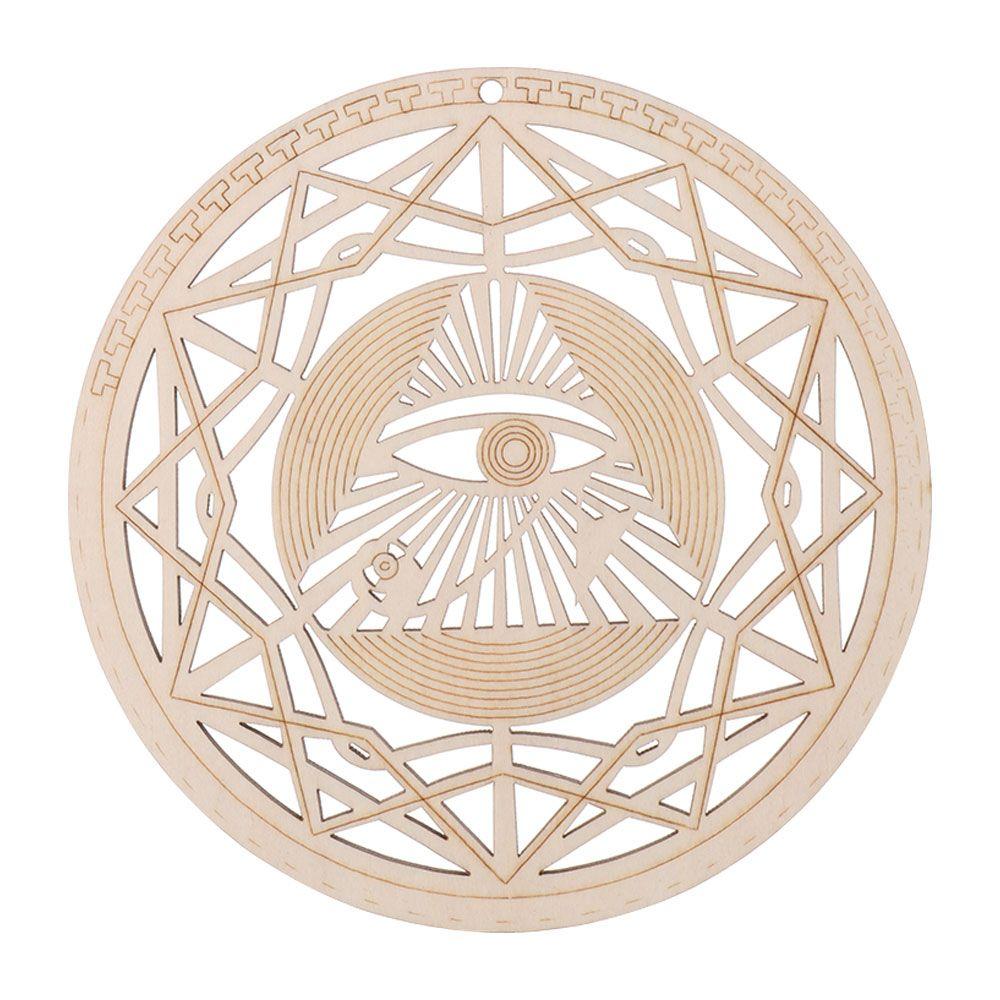 Hot Round Wood Sign Wall Decor Wooden Wall Art Sacred Geometry Hanging Artwork