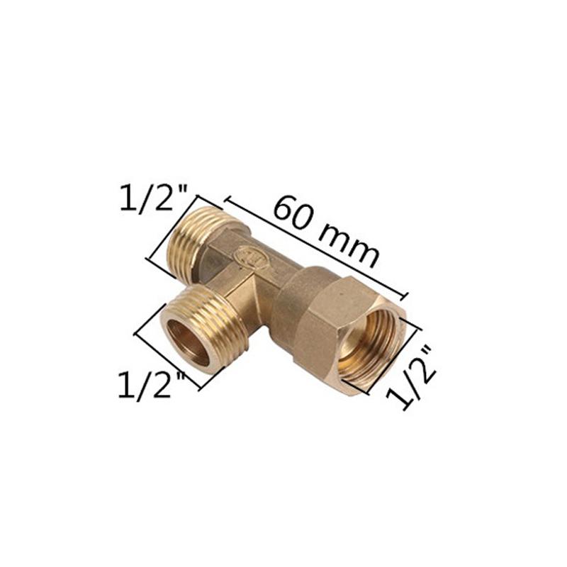 1/2" Male/Female Thread Union Tee Connector T-Cock Brass Junction Joint Coupling Pipe Fitting Connector Plumbing Pipe Fittings