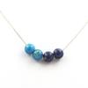 Stones and Minerals. Sodalite + Apatite 8 Mm Pearl Necklace Stainless Steel Chain.