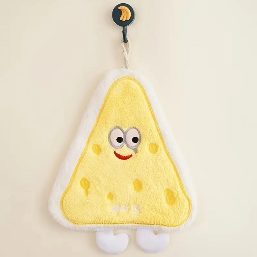 Cartoon quick-drying hand towel, made of soft absorbent coral fleece, with a hanging ring, suitable for cute kitchens and bathro