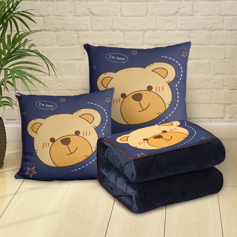 Персонализированная мультяшная флисовая плюшевая подушка-плед