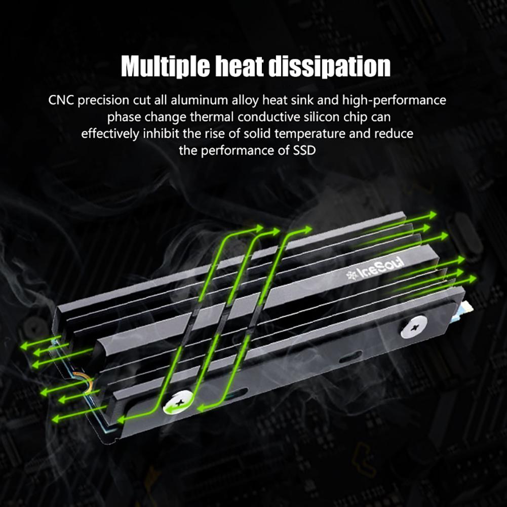 Aluminum Alloy Cooling Heat Sink PC Accessories CNC Solid State Hard Disk Radiator Double-sided Thermal Pad Replacement for PS5
