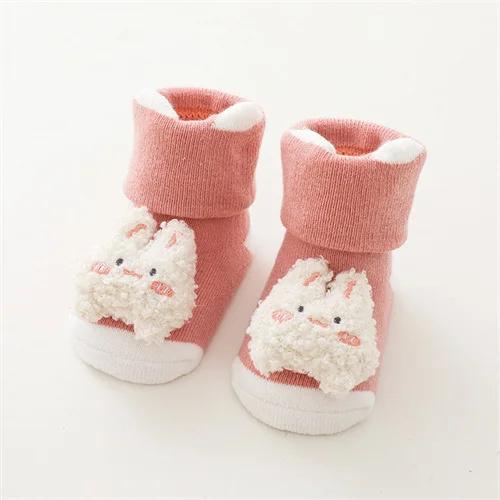 Зимние носки для малышей для мальчиков и девочек, плотные махровые теплые нескользящие детские носки на пол, детские аксессуары с героями мультфильмов, От 0 до 3 лет
