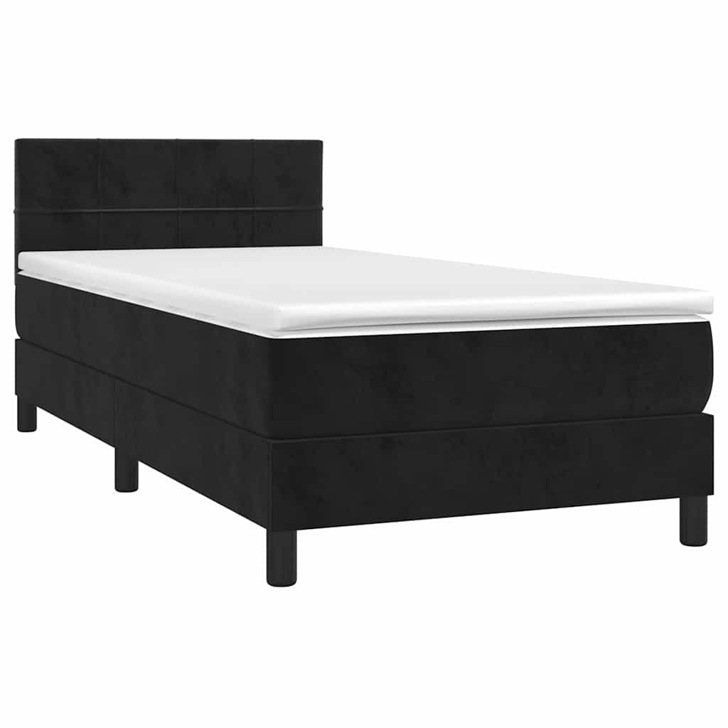 Vidaxl Łóżko Kontynentalne Z Materacem I Led, Czarny Aksamit 90X190 Cm