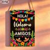 2D плоский 1 шт. Мексиканский знак приветствия - Винтажный "Hola! Добро пожаловать, Амигос" Алюминиевый Настенный Декор с Мексиканской Соломенной Шляпой и Кактусом, Алюминиевое Украшение для