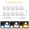 Vanity LEDs Mirror Lights Kit with 10 Bulbs Adjustable 10 Brightness & 3 Lighting Modes USB Mirror String Light for Makeup Dressing Table