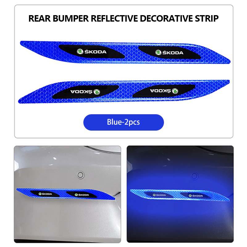 For Skoda Car Styling Trunk Bumper Warning Safety Sticker Reflective Strip Kamiq Karoq Octavia 2 3 Rapid Scala Kami Fabia VII CX3