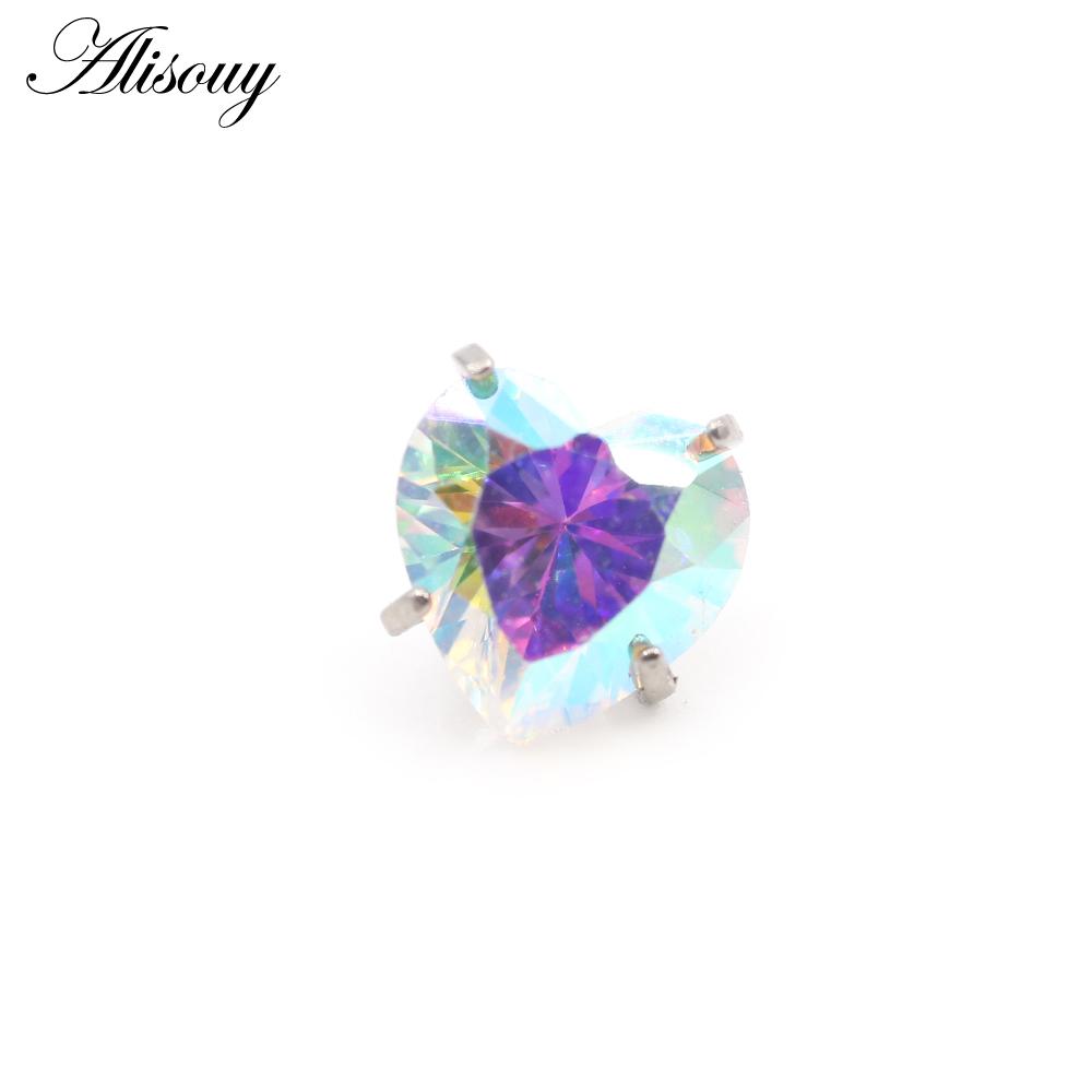 Alisouy 1PC титановый внешний нить сердце циркон для губ лабрет кольца гвоздики серьги пирсинг DIY украшения для тела аксессуар