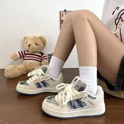 Женские туфли на платформе, женские осенне-зимние белые туфли, универсальные ретро кеды