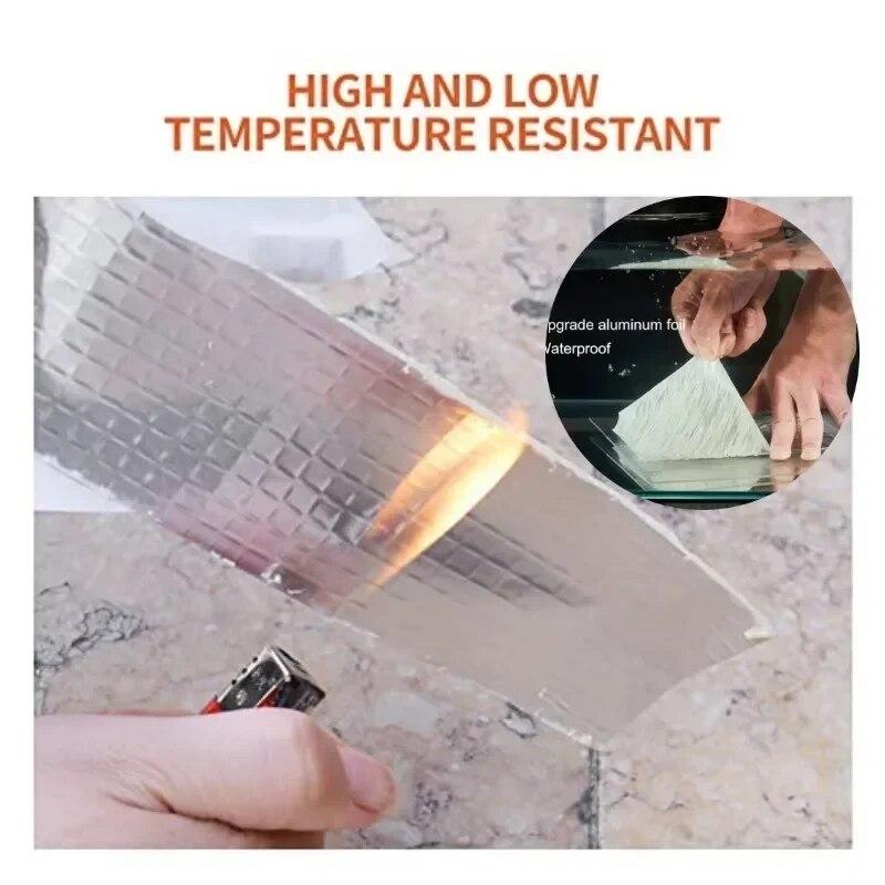 5pcs Aluminum Foil Butyl Waterproof Tape Roof Leak Proof ,high Temperature Resistant Pipeline Wall Leak Proof Sticker Pipeline Fixing Tape