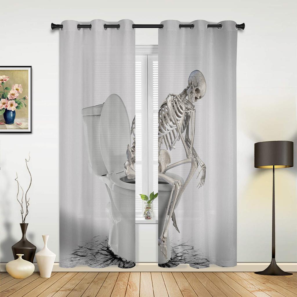 Шторы ужасов с изображением черепа для спальни, гостиной, кухни, детской комнаты, оконные занавески, современный домашний декор