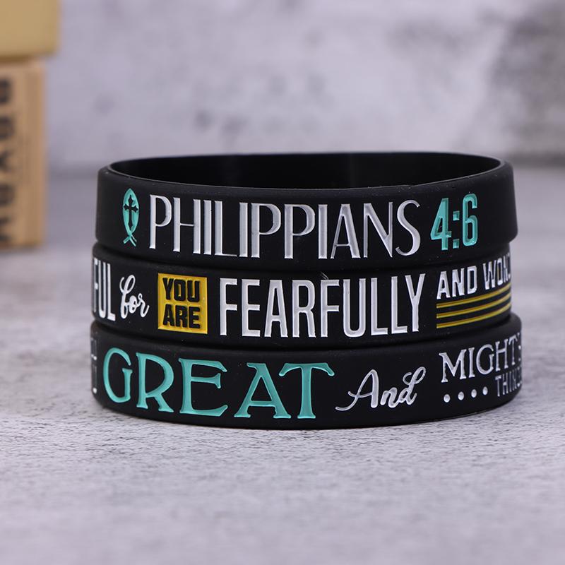 13 шт. Вера Верь Мир Благодать Библия Христианский Религиозный Браслет Спорт Силиконовые Браслеты Резиновый Напульсник