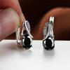 Stylish Silver Color Oval Cut Black Stone Drop Dangle Earrings Gold Color Birthstone Hook Earrings Wedding Engagement Earrings Gift