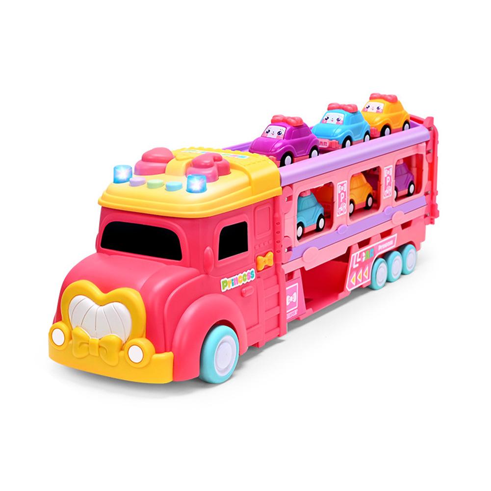 Набор игрушек «Транспортный грузовик и машинки» для детей, складной контейнеровоз для хранения с 6 мини-машинками, трасса длиной 46 дюймов, рождественские подарки для мальчиков и девочек