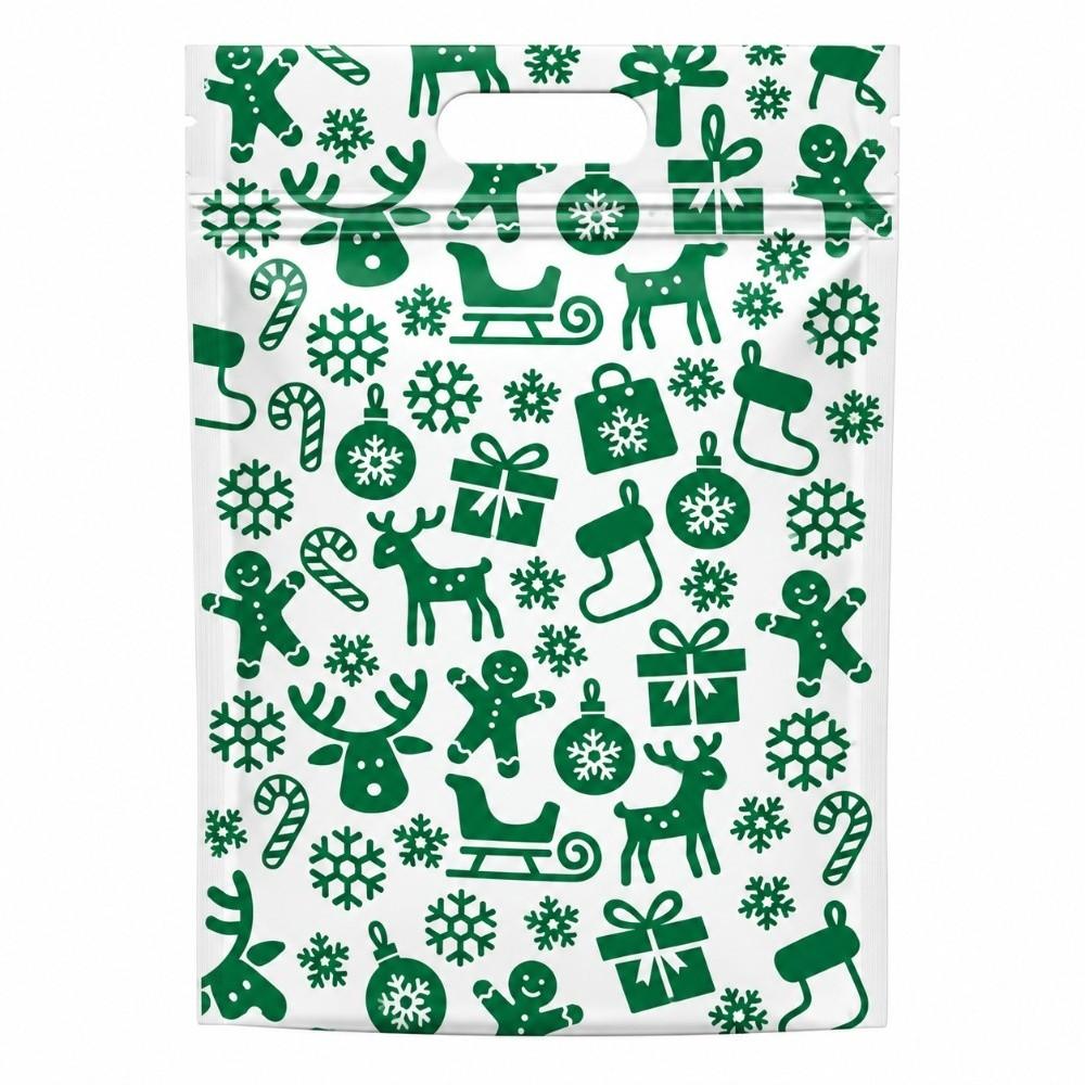 50pcs Stand-up Design Christmas Sealing Bags Plastic Packaging Bags Gift Wrapping Bags Xmas Holiday