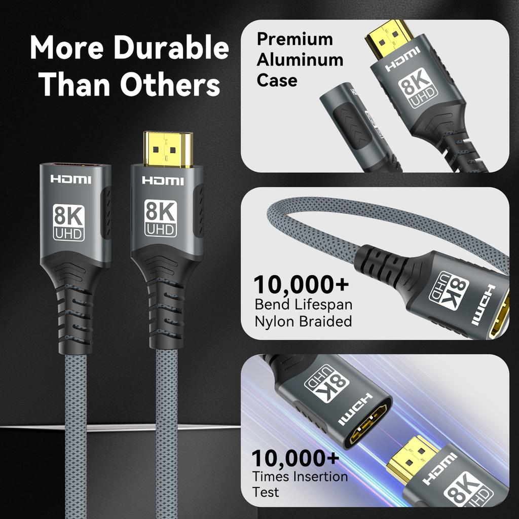 Удлинительный кабель HDMI 2.1 8K Кабель HDMI 2.1 Удлинитель Папа-Мама 8K@60Гц 4K@120Гц Для HDTV RTX PS5 Xbox HDR Видео ПК Ноутбук