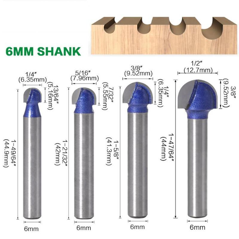 1/4 шт. 1/4 дюйма, 6 мм хвостовик, профессиональный уровень, набор сферических фрез, концевая фреза, круглая коробка, твердосплавная фреза с ЧПУ, радиальная фреза