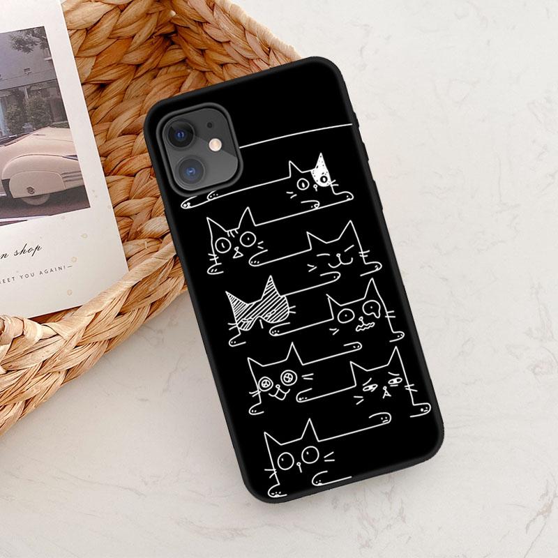 Мягкий силиконовый чехол для телефона с абстрактным котенком, черно-белым рисунком мелом для IPhone, Huawei P20 P30, Xiaomi Redmi, Samsung Galaxy A50 Vivo, Nokia, чехол