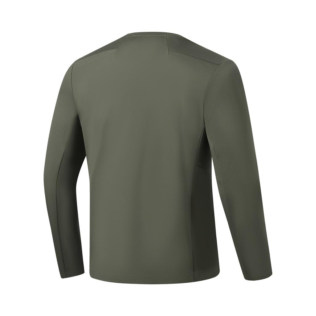 Men's Li-Ning Gold Logo | T-Shirts Men's Dark Army Gray Green Crew Neck Moderate