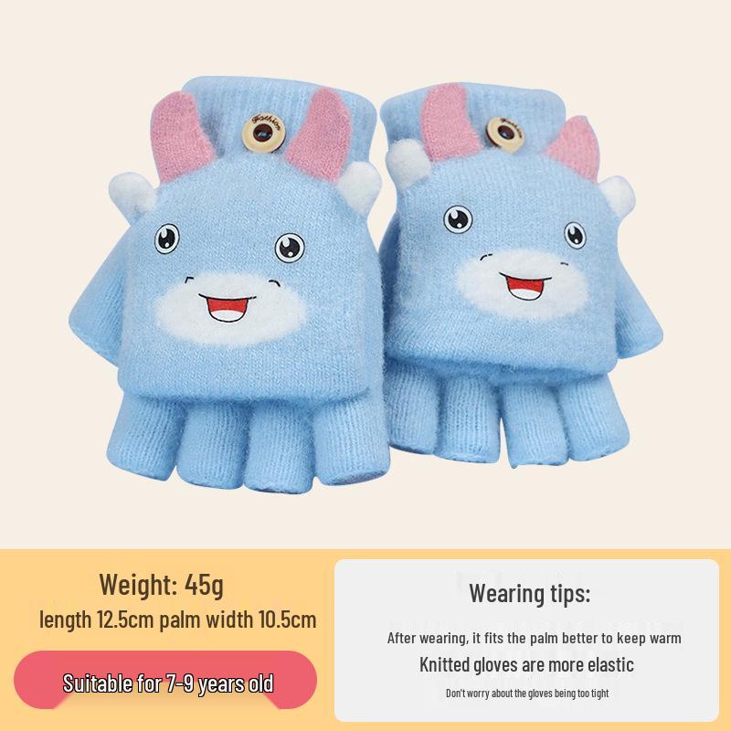 Cozy Cartoon Crocodile Flip-Top Kids' Gloves