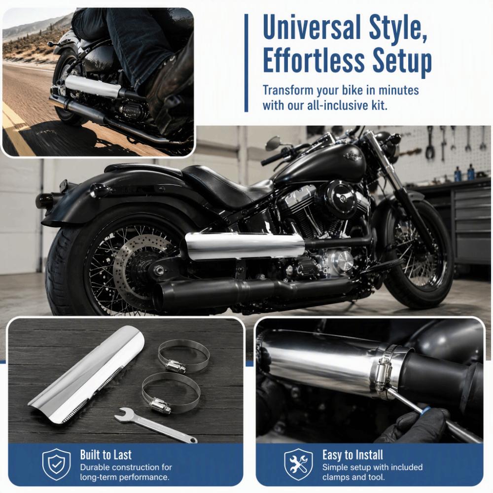 Easy Installation Motorcycle Heat Shield Silver Exhaust Muffler Guard  Motorcycle