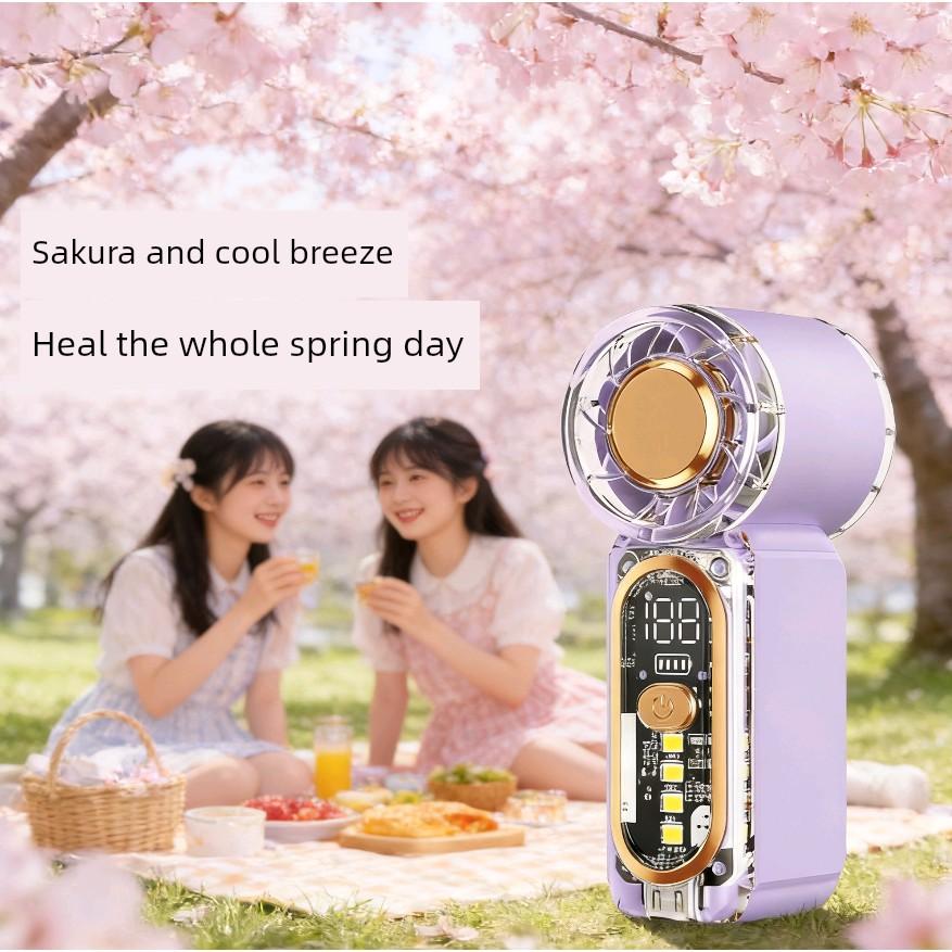 2026 New Model Mini Fan Power Bank Two-In-One Portable Handheld Desktop Fan