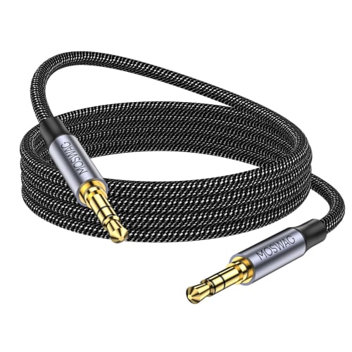 MOSWAG 1 Meter (1m) 3.5mm Aux Cable, 3.5mm Audio Cable, Headphone Cable, Male To Male Stereo Mini Plug, High-Resolution Audio Quality, Nylon Braided S