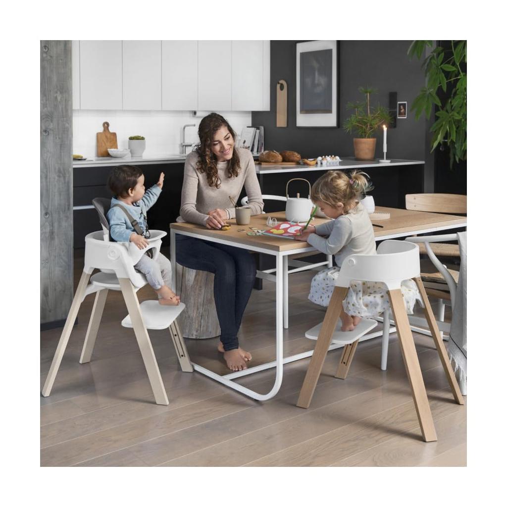 Stokke Ступеньки Детский Высокий Бук с Подножкой и Регулируемой Удобной и Изделие 349701 Стул, Натуральный, Спинка, Функциональный, Номер