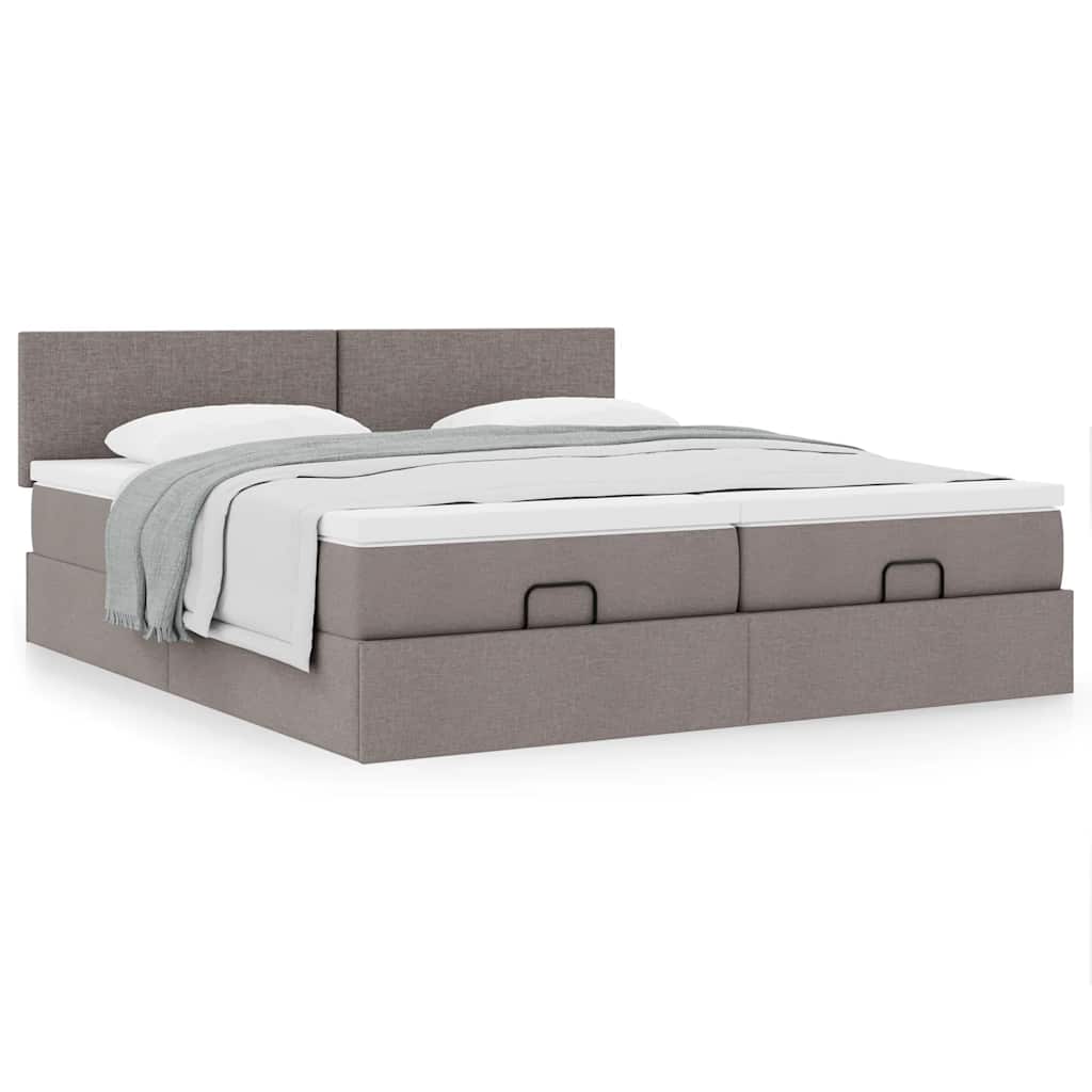 Ottoman Bed with Mattress Taupe 200x200 cm Fabric
