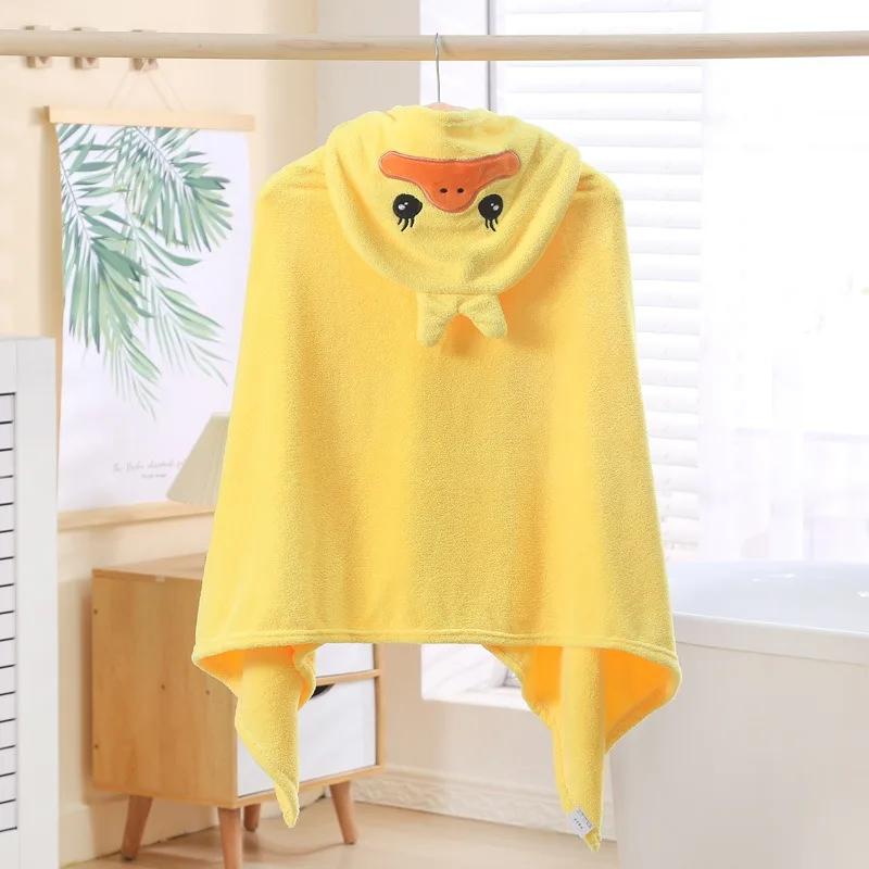 МОДНОЕ банное полотенце для детей, накидка с капюшоном, впитывающий детский халат с капюшоном, детское банное полотенце из кораллового флиса с рисунком для детей