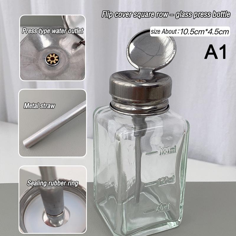 180 мл стеклянный пустой дозатор с нажатием вниз для лака для ногтей спиртового средства для снятия макияжа прозрачная многоразовая бутылка жидкое очищающее средство для хранения