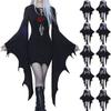 Medieval Vampire Cosplay Costume Women Sexy Slim Gothic Black Dress Vintage Bat Sleeve Witch Halloween Carnival Party Dresses