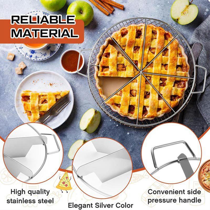 Cake Cutter Slicer Stainless Steel Pie Cutter Equal Portion Marker Round Bread Divider Pastry Cheese Pizza Cutting Press Tool