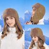 Women Autumn Winter Warm Velvet Ear Protector Hat Cold Resistant Imitation Fur Hair Thicken Outdoor Cycling Bomber Hat Sweet Cute Lei Feng Hat