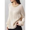 2025 Autumn Women New Sweaters Knitting Beige Basic Fashion Decoration O-Neck Style Loose Pullover Sweater