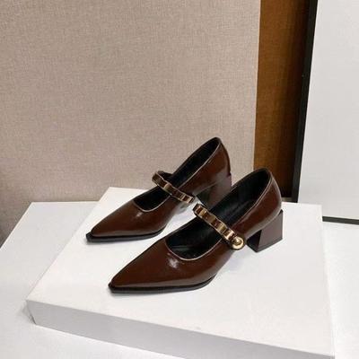 Модные туфли Мэри Джейн с французским острым носком, женские, новинка осени 2025, туфли-лодочки на блочном каблуке с мелким вырезом