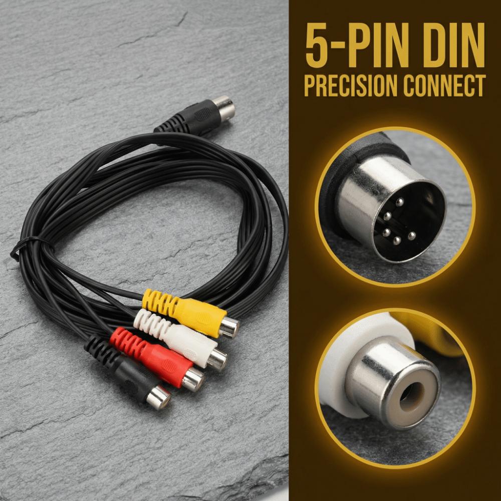 Plug and Play 5 Pin Male Din to 4RCA Female Cable 4.9ft Conversion Cord Audio Cable Connector DVD