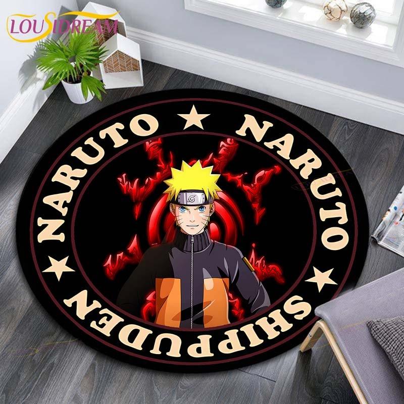 Круглые коврики с рисунком Наруто, геометрические противоскользящие напольные коврики для гостиной, декор для комнаты, домашние коврики, коврик для игр в стиле Наруто, детский коврик