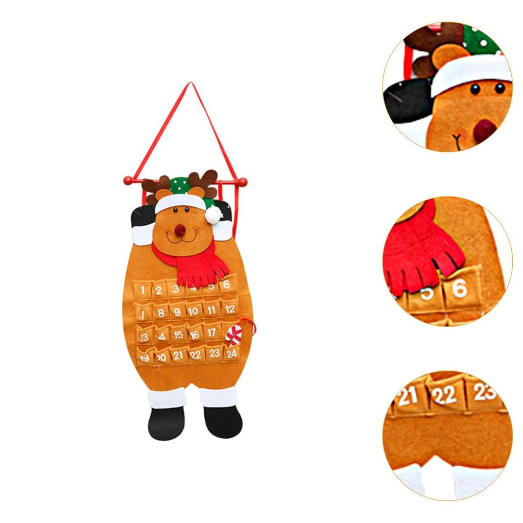Рождественский Адвент-календарь Подвесное нетканое рождественское украшение Рождественский подарок для камина Праздничное украшение для дома Рождественский подарок