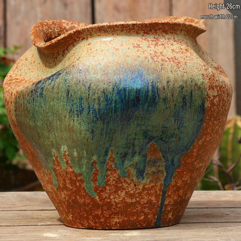 Handcrafted Retro Ceramic Flower Pot for Hotel & B&B Decor - Large Size for Green Plants, Bougainvillea, Hydrangea