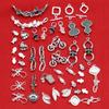 Sterling Silver Elephant & Leaf Double Charm Beads with OT Clasp for DIY Jewelry