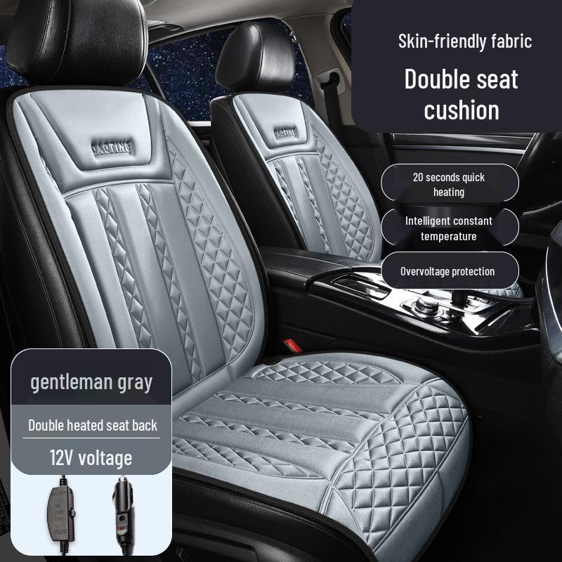 12V Heated Plush Car Seat Cushion - Winter Warmth for Front and Rear Seats