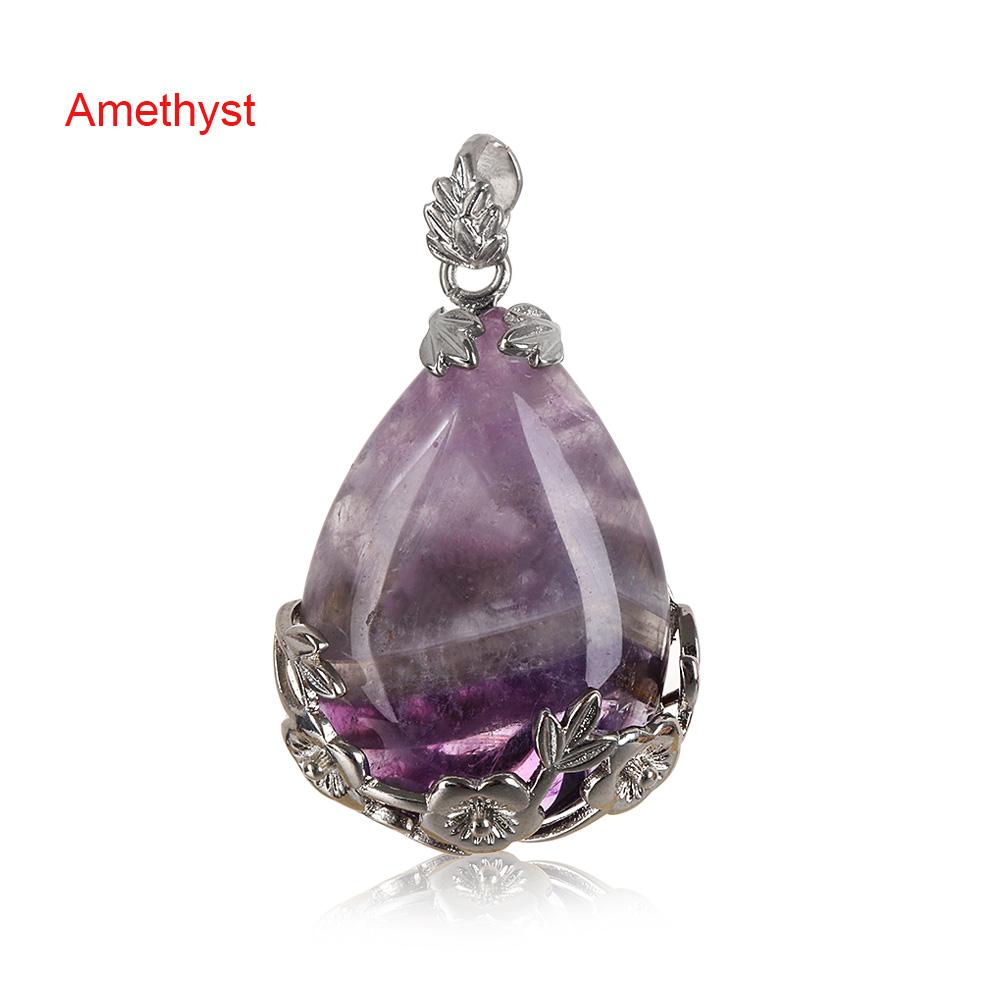 Хрустальный Камень Капля Воды Драгоценный Камень Ожерелья Подвески Аметист Агат Опал Бирюза Натуральный Кварц