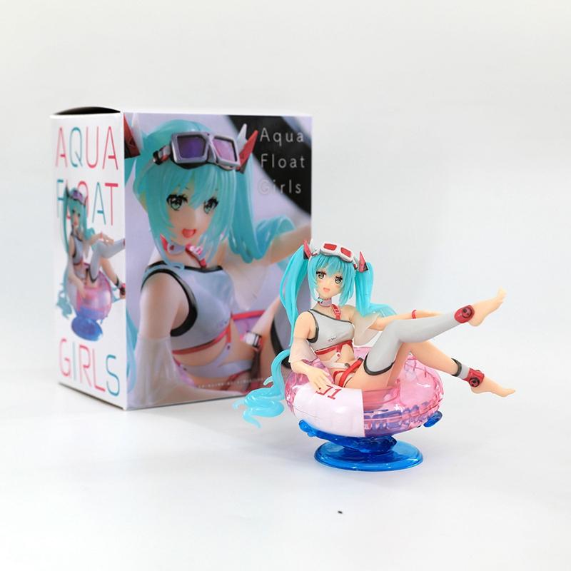 10 см AFG Хацунэ Мику аниме фигурка Aqua Float для девочек экшн-фигурка Kawaii Sit кольцо для плавания фигурка девушки коллекционные игрушки