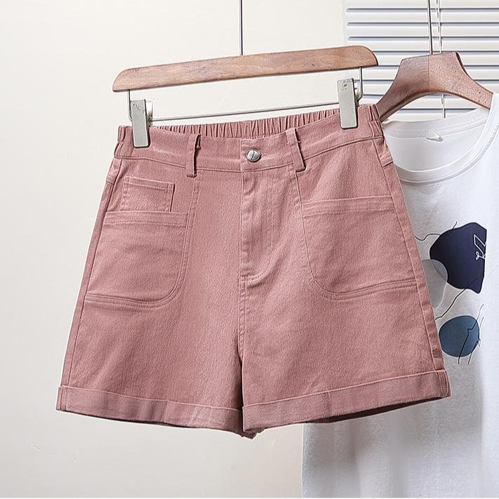 DIMANAF Plus Size 2025 Женские шорты, брюки, летние свободные джинсы-шаровары, короткие базовые брюки с высокой талией и эластичным поясом