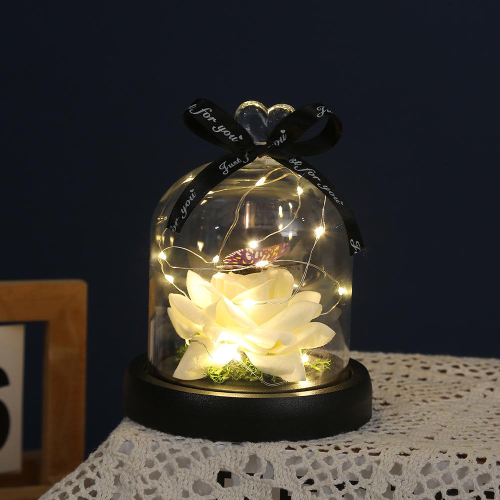 Eternal flower glass cover small gift, creative butterfly rose tabletop small ornament Valentine's Day gift