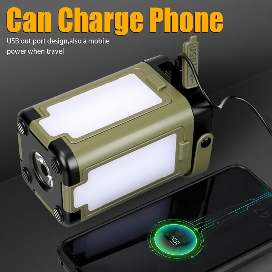 Портативный светодиодный солнечный кемпинговый фонарь, перезаряжаемый через USB, мощный фонарик, складной фонарь для палатки, аварийное освещение, повербанк, фонарь