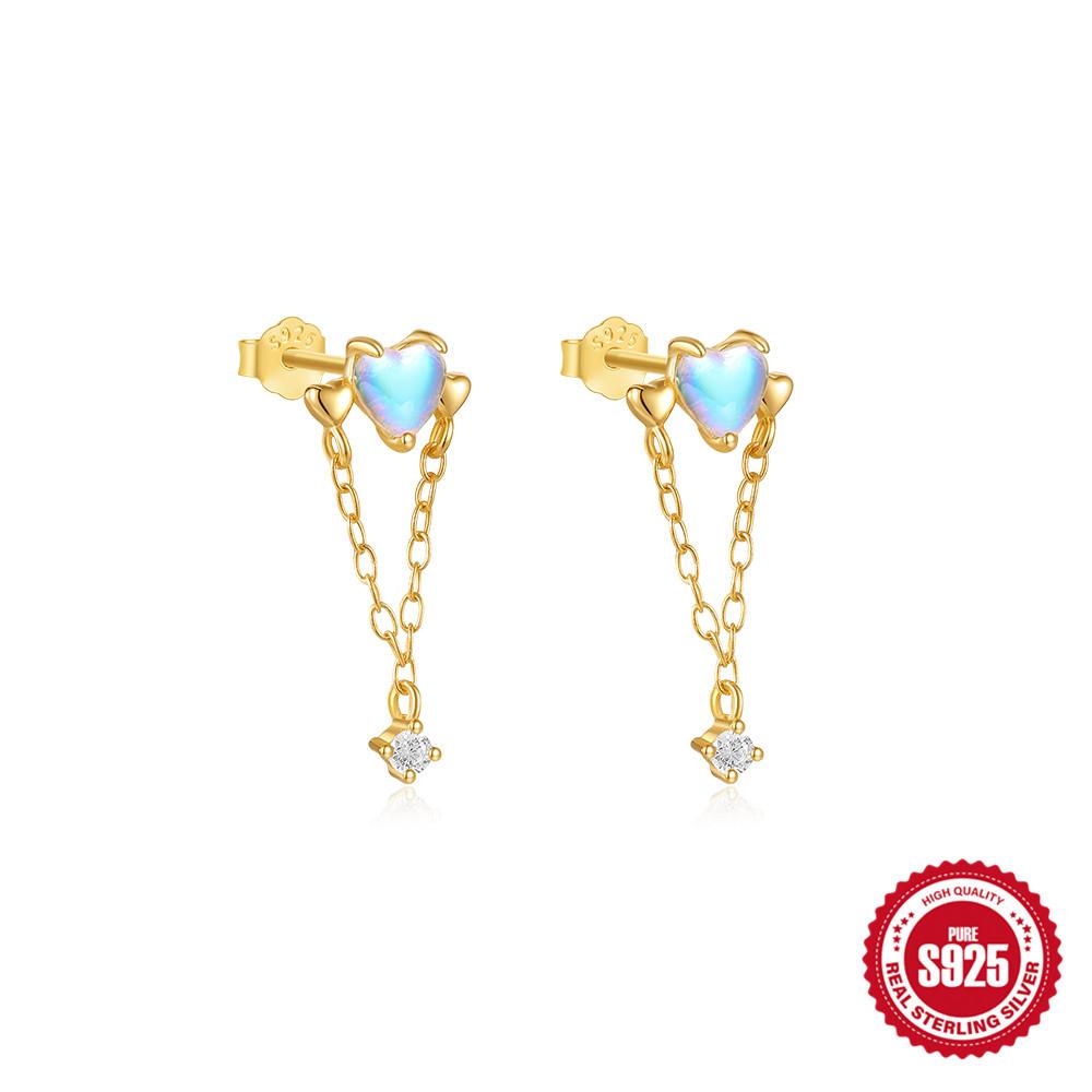 Мода S925 Стерлинговое Серебро Любовь Набор с Бриллиантами Женщины Цветок Бриллиантовая Цепочка Серьги с Бахромой Пусеты Женщины