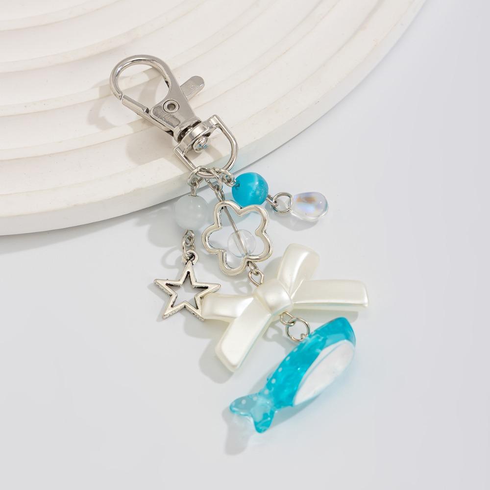 Imitation Pearl Ocean Style Keychain Zinc Zinc Alloy Shell Dolphin Tassel Pendant Backpack Decor