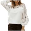 Fashionable Women's Hollowed Out Patterned Long Sleeved Shirt With Sleeves Spliced Together, Sweater